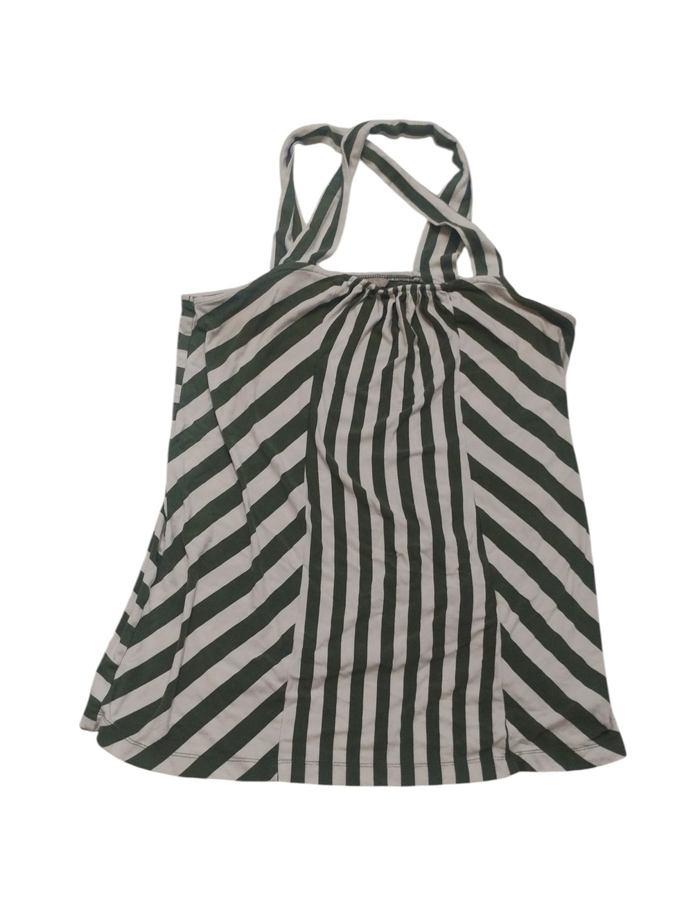 Banana Republic Green and White Striped Halter Tank